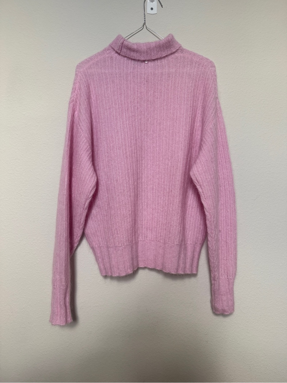 Retrofete Soft Wool and Mohair Ribbed Turtleneck Sweater in Light Pink - Picture 2 of 6